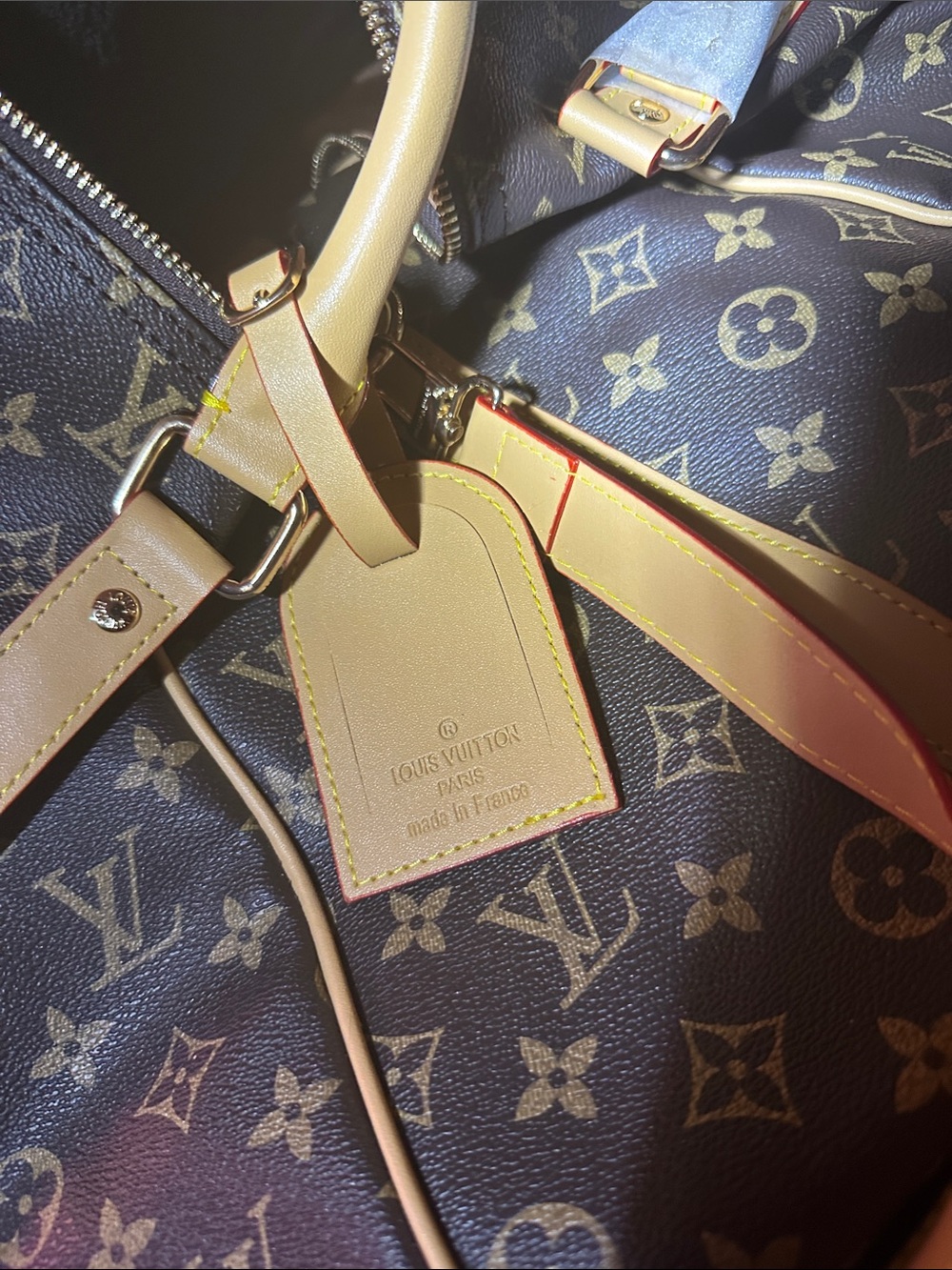 Louis Vuitton Brown Monogram Keepall 55 Bandelouliere Duffel w/Vachetta Trim - Picture 9 of 13